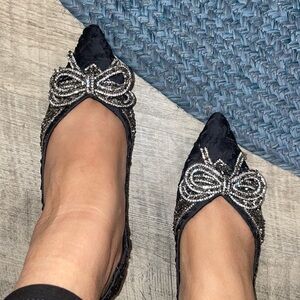 Sailing Lu pointed beaded bow flats